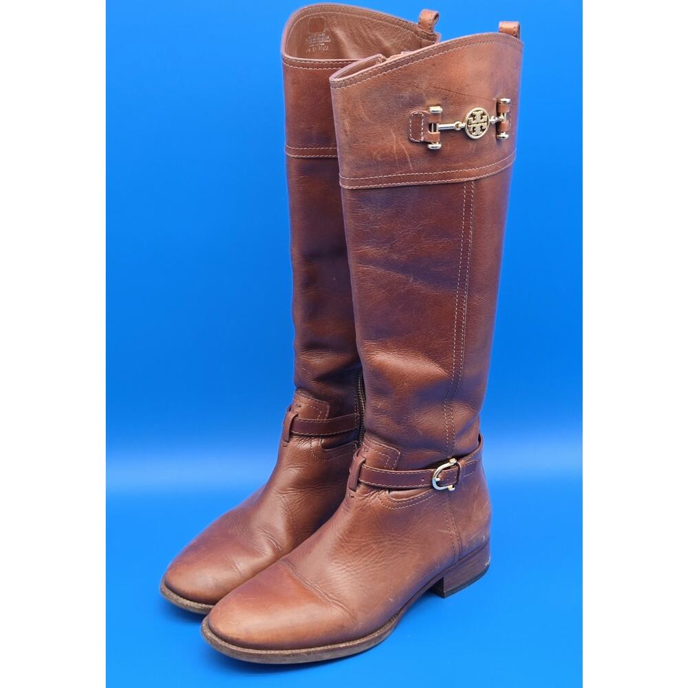 Tory Burch Nadine Riding Boots Women’s 9.5 M Brown Leather Tall Zip